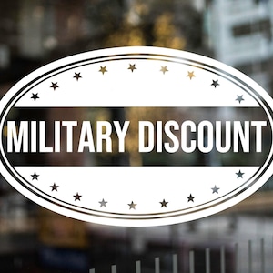 Military Discount Decal | Veteran Discount Decal | Store Decal | Store Sticker | Business Decal | Window Decal | Military Discount Sticker