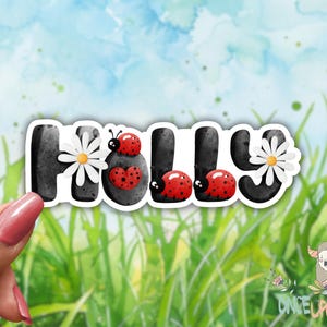Waterproof Name Decal, Personalized Vinyl Sticker, NAME STICKER, Customized Stickers, Water bottle sticker, Laptop Decal, Lady Bugs, Summer