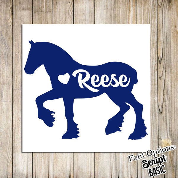 Draft Horse Decal with option of custom name | Horse Sticker | Horse Car Decal | Clydesdale | Shire | Draft Horse Sticker | Belgian Horse