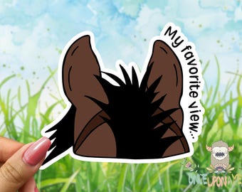 My Favorite View Horse Ears Waterproof Sticker - Equestrian Car Decal