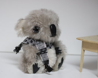 Teddy koala/Koala bear/Grey white/Australia bear/Collectible koala/Artistic teddy koala/Sweet/Blue eyes/Koala plush toy/Handmade/Luxurious