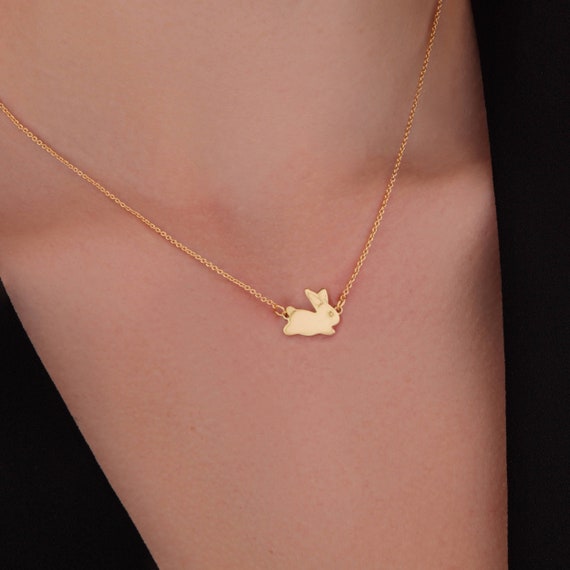 Pastel Easter Bunny Pendant Necklace Rabbitt Head Petite Bunny Necklace Bunny Silhouette Pendant Easter Gift Mini BUNNY HOP Necklace