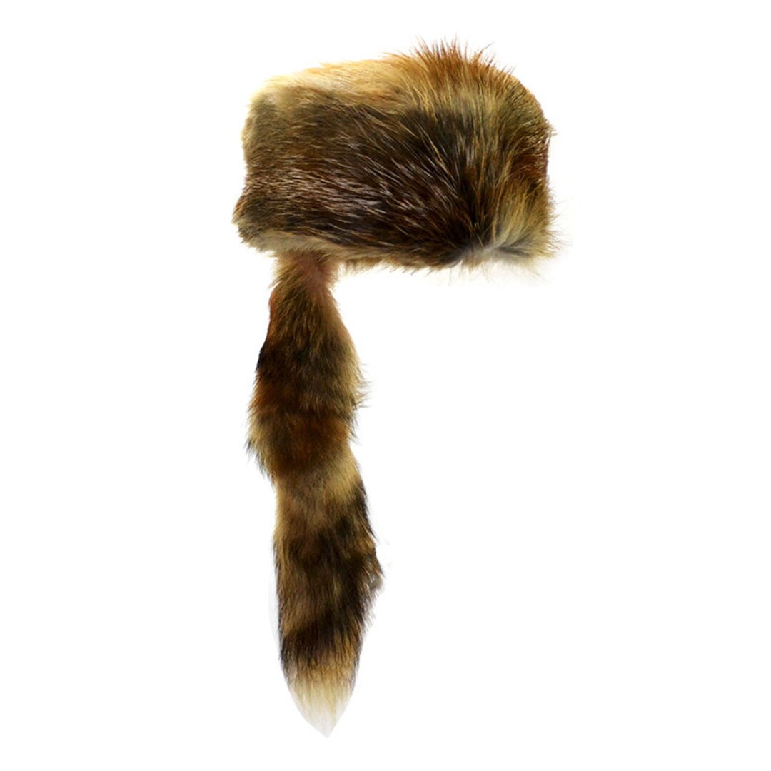 【EEUN】Cub Tail Fur Hat FADAACAI Trapper Hat,Women Faux Hat Costume Coonskin Hat for