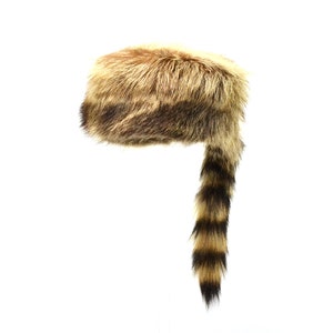 AuSable Fur Boone Natural  Raccoon Fur Hat with Tail