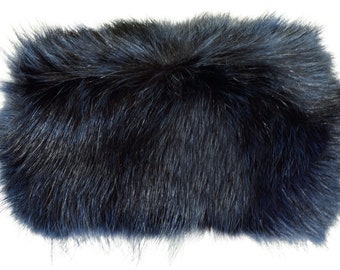 AuSable Fur Northern Raccoon Fur Dyed Blue Pillbox Hat