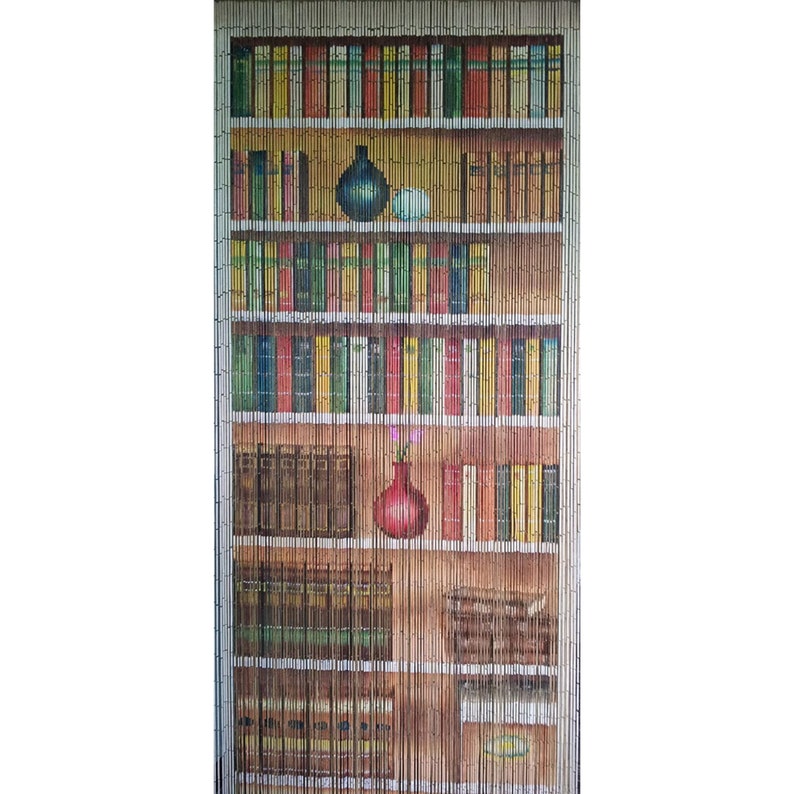 Handmade String Doorway Curtain Beads Panel Bamboo Beaded Room Divider Wooden Bookcase 