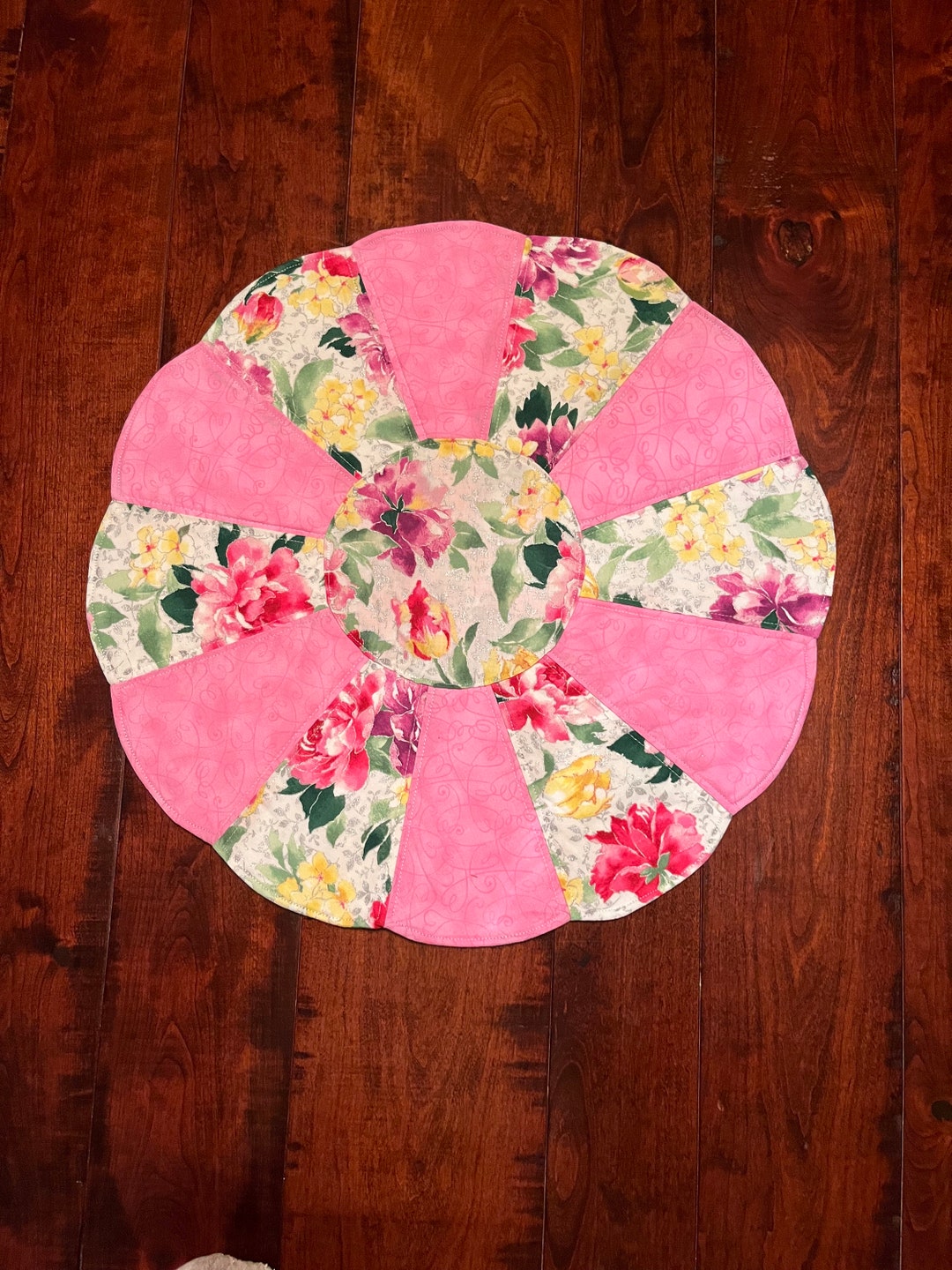 Spring REVERSIBLE Table Topper, Floral Table Runner, Quilted Table ...