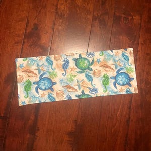 Nautical Table Runner, Sea Turtle Table Runner, Oceanic Table Topper, Seahorse Toilet Topper, Beach Table Runner, Beach Toilet Tank Runner