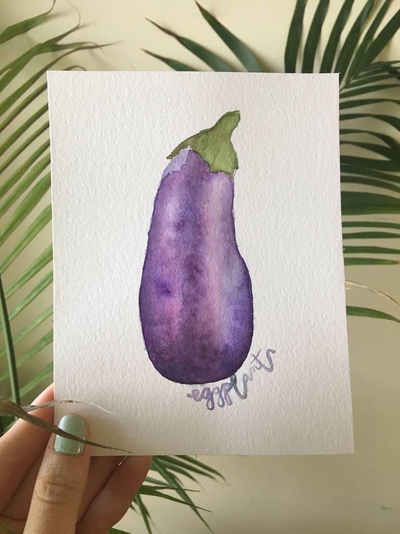 Eggplant Original Watercolor 7.25x4.75 Etsy