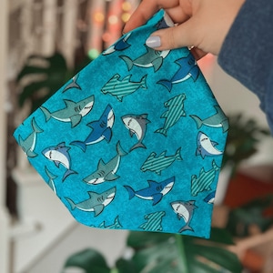 Shark Bandana / Shark Dog Bandana / Pet Bandana / Summer Bandana / Summer Dog Bandana / Elastic Bandana / Scrunchie Bandana / Dog Lover Gift
