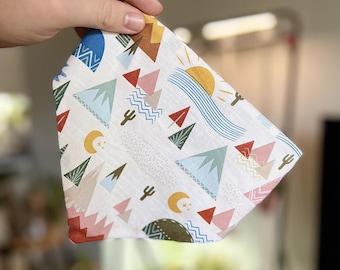 Handmade Mountain Print Dog Bandana | Adventure Pet Scarf