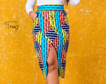 African skirt, African print skirt, Ankara skirt, African wax midi skirt, African fashion overlap stylish Ankara skirt, African clothing