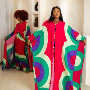 African print Kaftan dress, African dress, Ankara palazzo, Kaftan set, African print dress, Ankara kimono, African clothing, African outfit image 4