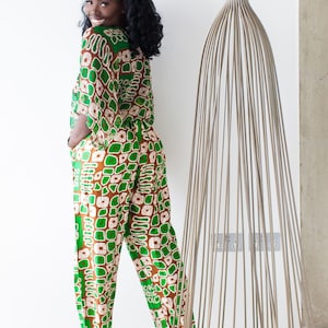 African 2 piece set, African pants, African top, African print silk and chiffon 2 piece set. African coord set, African fashion