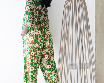 African 2 piece set, African pants, African top, African print silk and chiffon 2 piece set. African coord set, African fashion