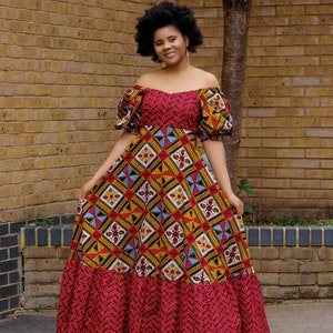 Abito africano, maxi abito con stampa africana, abito Ankara, abito con stampa africana, abbigliamento africano cera africana, abito di moda africano, abito Ankara