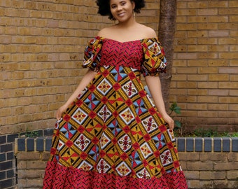 Vestido africano, maxi vestido estampado africano, vestido de Ankara, vestido de estampado africano, ropa africana cera africana, vestido de moda africana, vestido de Ankara