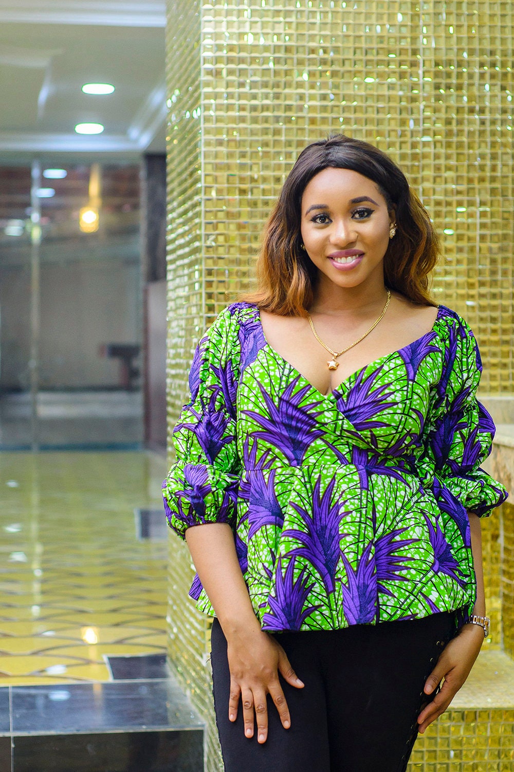 Women African blouse, African print top, African fashion top, African wrap top, Ankara blouse, African clothing, Ankara wrap top