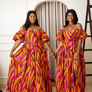 African dress, African print dress, Ankara dress, Ankara gown, African Maxi gown, African fashion, African women clothing, Ankara maxi dress image 1