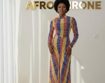african mesh dress VALENTINA African Print Mesh Dress Ethnik Collections