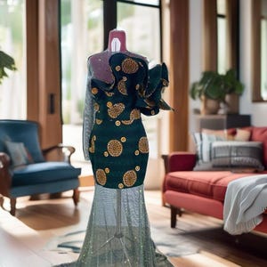 African mermaid dress, African prom dress, African dress, African wedding gown, Ankara mermaid dress, Ankara maxi dress, African event dress