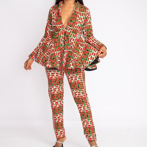 African 2 piece set, African pants and top, African clothing, African shirt, Ankara shirt, Ankara matching set, African print suit