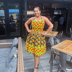 African dress, Ankara dress, African print skater dress, Kente dress, African fashion, African clothing, African midi dress, Ankara gown