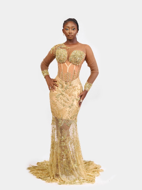 chinese dress ladies Custom Oyemwen Gold Sequin High Slit Birthday Dress – Fashion Bomb Daily  Shop
