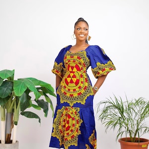 African dress, African print Dress, Ankara dress African midi dress African dresses for women, Ankara gown, African clothing African fashion