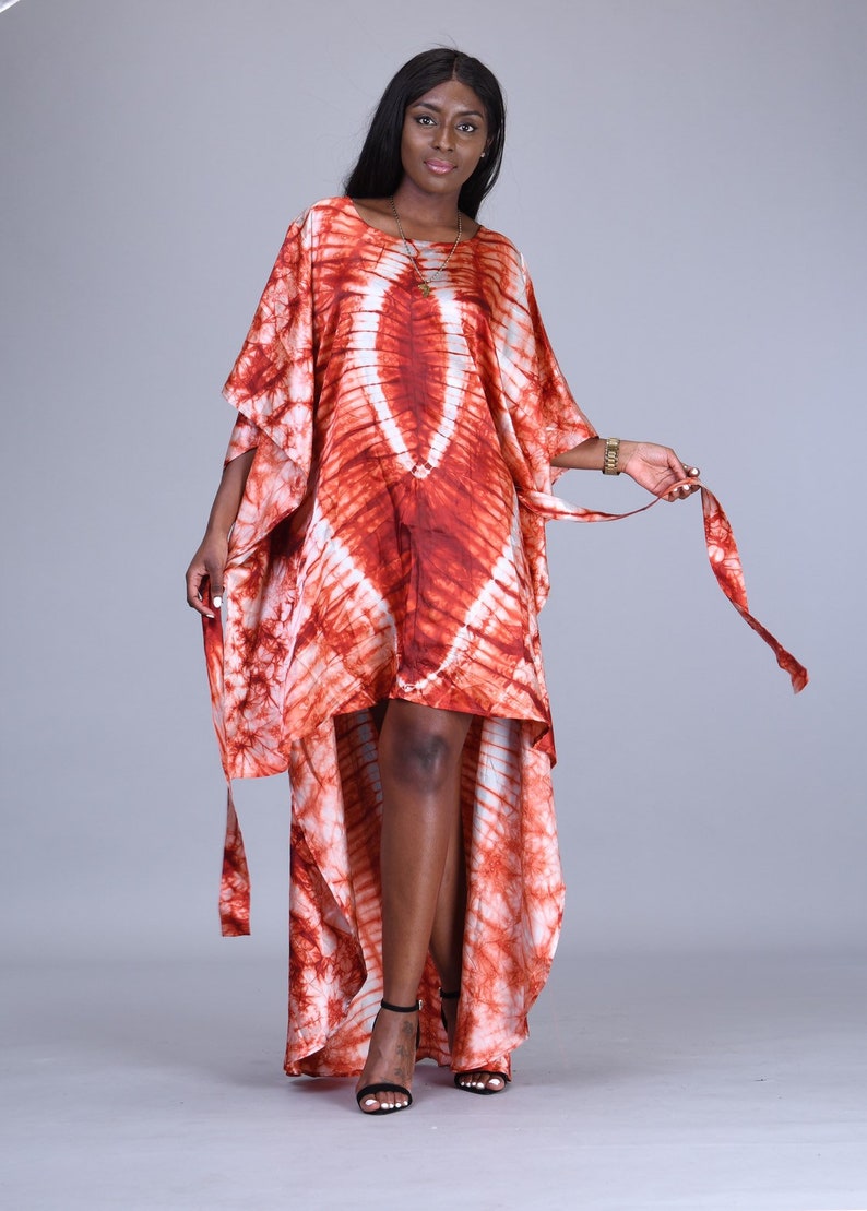 Onyi African tie dye adire dress African hi low dress african | Etsy