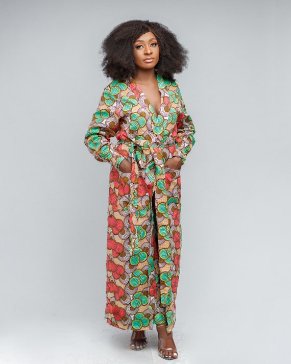 African Print Kimono and Pants Set, Ankara Kimono and Pants