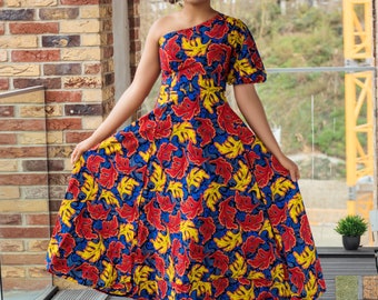 Afrikanisches Kleid, Mehrwege Kleid Ankara Midi Kleid, Ankara Kleider, afrikanische Modekleid, afrikanische Kleider für Frauen, afrikanische Kleidung