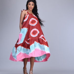 African dress, African tie dye dress African print tie dye gown, Adire shift dress, african clothing African summer dress, Ankara midi dress