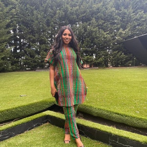 African 2 piece set, African pants and top, African clothing, African shirt, Ankara shirt, Ankara matching set, African print suit