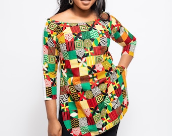 African top, African Print top, kente top, Ankara top, Tunic top, African shirt, African blouse, African fashion, African clothing