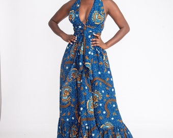 African infinity dress, Ankara midi dress, Ankara gown, African print infinity dress, African fashion, African wax dress, Ankara maxi dress