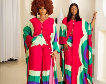 African print Kaftan dress, African dress, Ankara palazzo, Kaftan set, African print dress, Ankara kimono, African clothing, African outfit