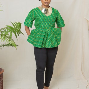 African top for women, African clothing, African print top, African shirt, Ankara blouse, African fashion, Ankara top