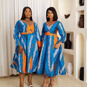 African dress, African print Dress, Ankara dress African midi dress African dresses for women, Ankara gown, African clothing African fashion