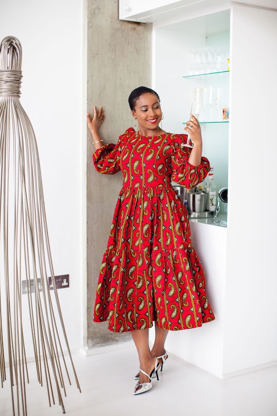Camilla African Print Drawstring Dress  Ankara dress, African dresses for  women, African design dresses