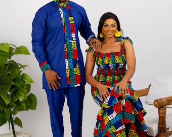 African couple outfit, Couple Ankara wear, African dress, African men set, African couple wedding outfit, Ankara dress, Ankara mermaid dress