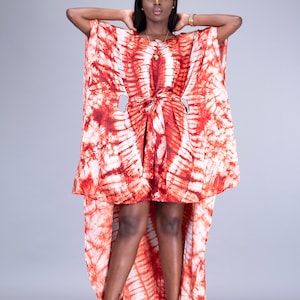 African tie dye dress, Satin Adire dress, African kaftan dress , African batik dress, African fashion, African clothing, African dresses