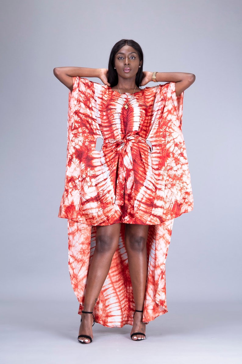 Onyi African tie dye adire dress African hi low dress african | Etsy