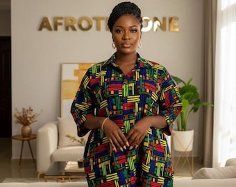kitenge shirt dresses for ladies Ladies Cotton Ankara Shirt Dress