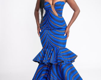 African mermaid dress, African print dress, African dress, African wedding gown, Ankara mermaid dress Ankara maxi dress, African event dress