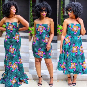 African dress, Ankara dress, multifunctional convertible dress, African print dress, ankara gown, African clothing, Ankara mermaid gown