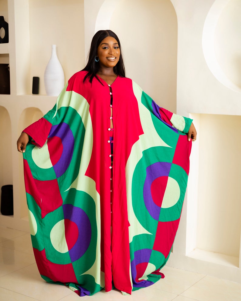 African print Kaftan dress, African dress, Ankara palazzo, Kaftan set, African print dress, Ankara kimono, African clothing, African outfit image 3
