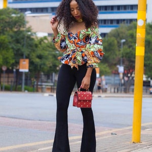 African wrap top, Ankara blouse, African print wrap top, Ankara top, African print clothing,  African clothes, African fashion
