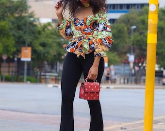 African wrap top, Ankara blouse, African print wrap top, Ankara top, African print clothing,  African clothes, African fashion