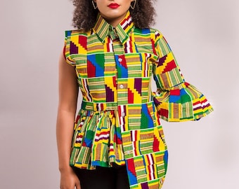 African top for women, African clothing, African print top, deconstructed top, African shirt, Ankara blouse, African fashion, Ankara top